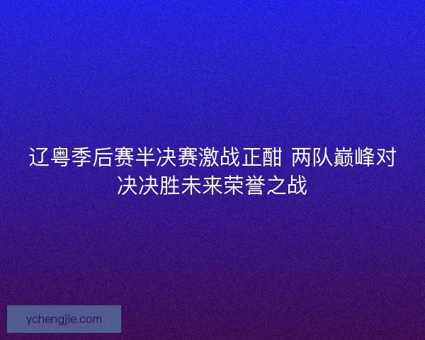 辽粤季后赛半决赛激战正酣 两队巅峰对决决胜未来荣誉之战